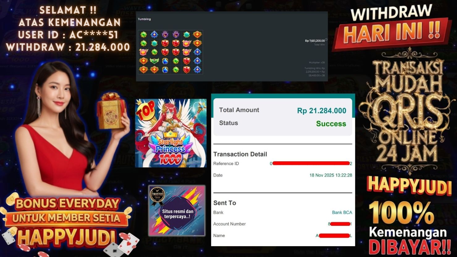 HAPPYJUDI JACKPOT SLOT STARLIGHT PRINCESS 1000